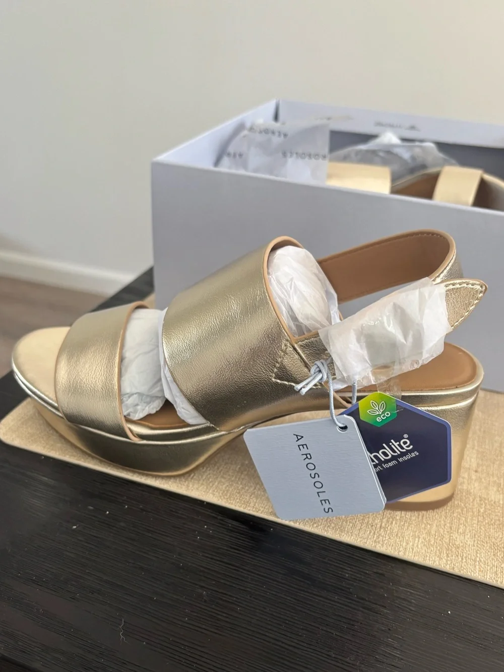 Comfortable gold platform sandals